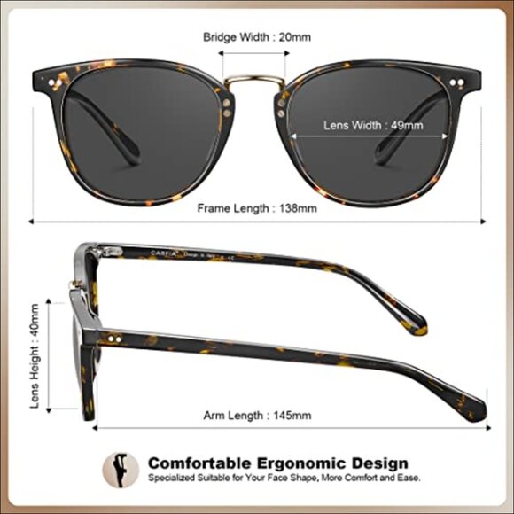 Acetate Polarized Sunglasses UV Protection Retro Square Frame